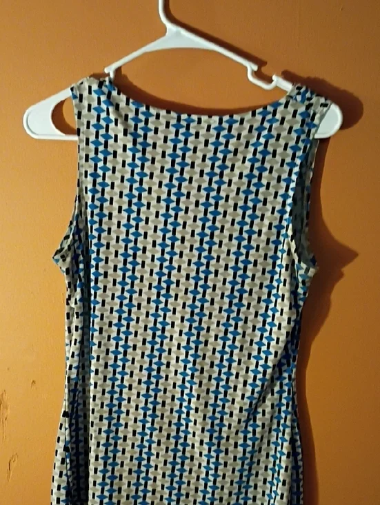 Calvin Klein Blue, Black & Cream Cowl Neck Printed Tank - Picture 3 of 4